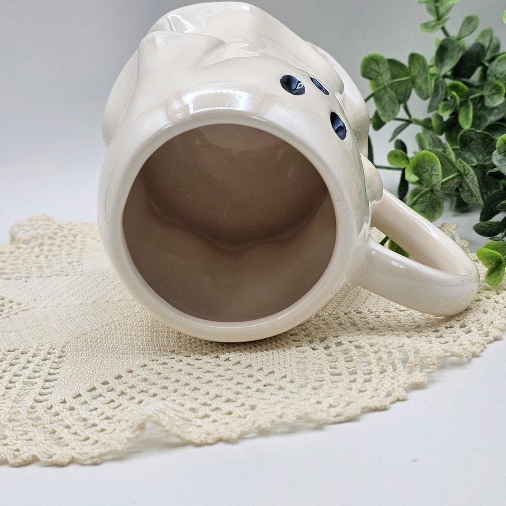 Iridescent Ghost Stoneware Mug Pearl White Halloween Spooky Coffee Cup 15oz - Picture 6 of 7